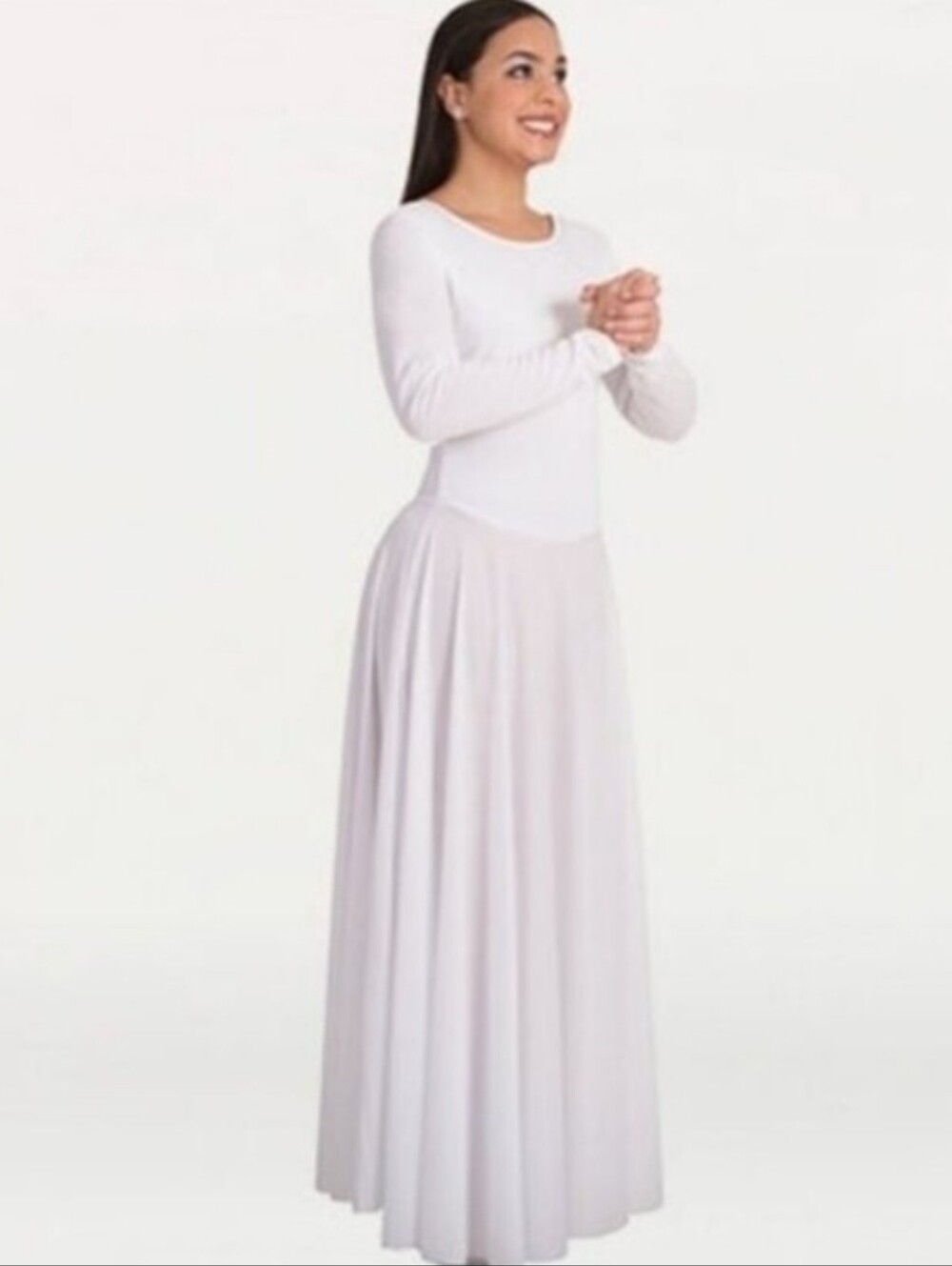 Body Wrappers White Long Sleeve Dress Maxi Ballet Dance Costume Womens Medium